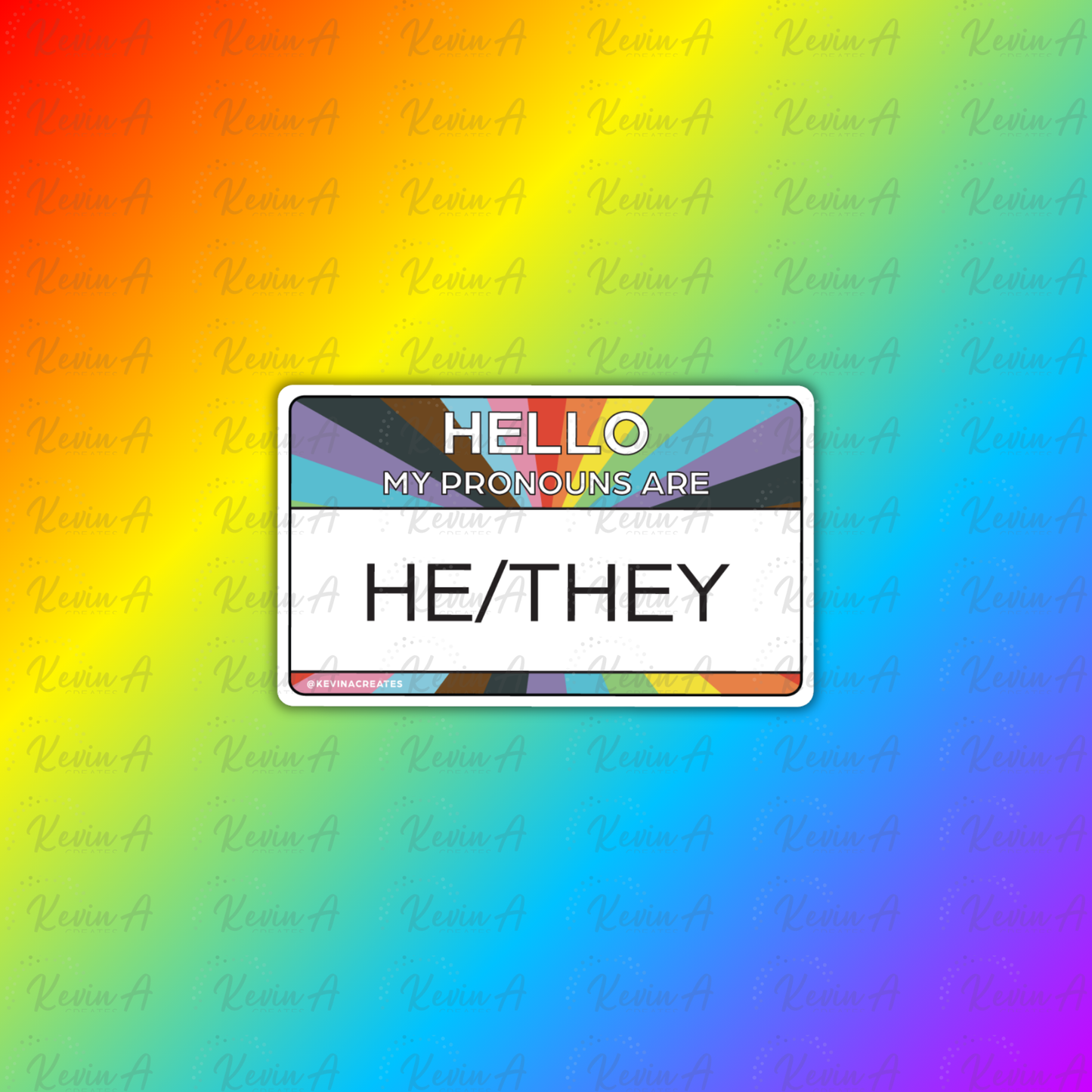 Hello, My Pronouns Are HE/THEY Name Tag Sticker
