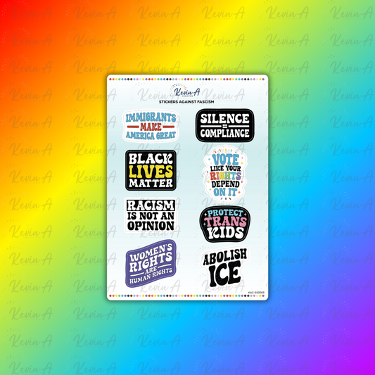 Stickers Against Fascism – Laminated Anti-Hate Sticker Sheet