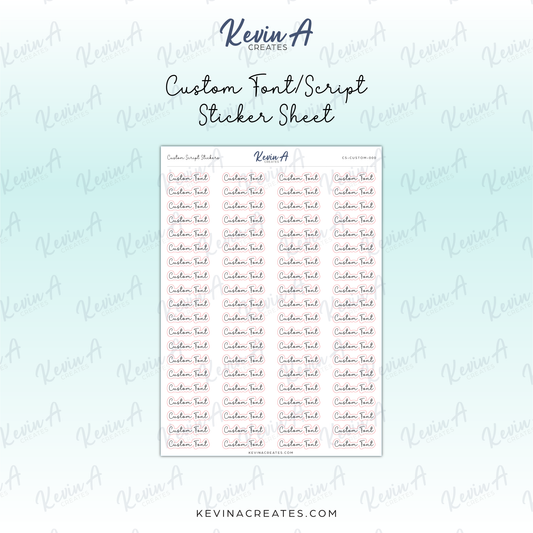 Custom Script Sticker Sheet