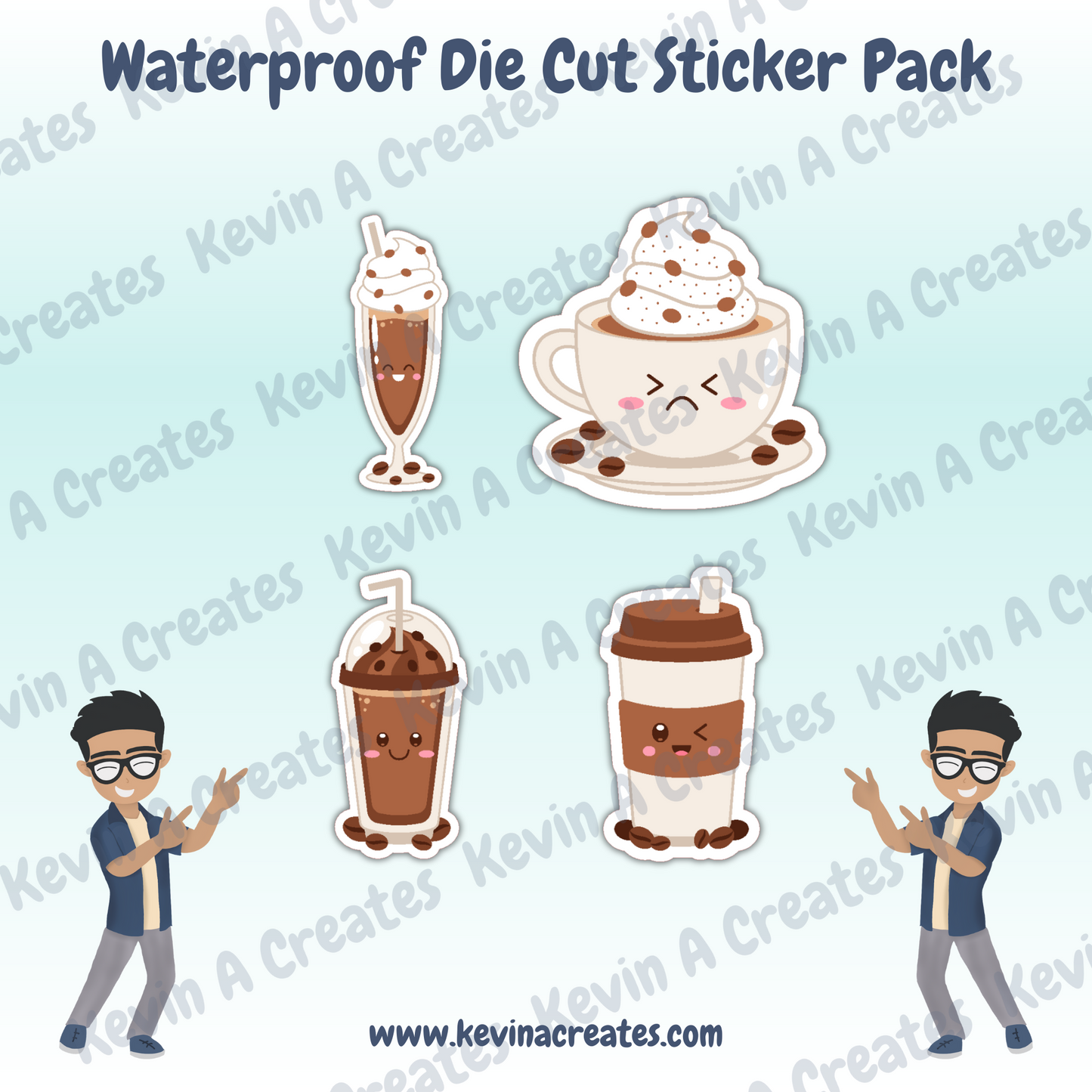 DC-080, Cute Kawaii Coffee Die Cut Sticker Pack