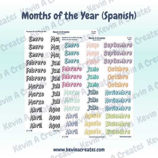 Months of the Year (Spanish) - Pegatinas de los Meses de Ano