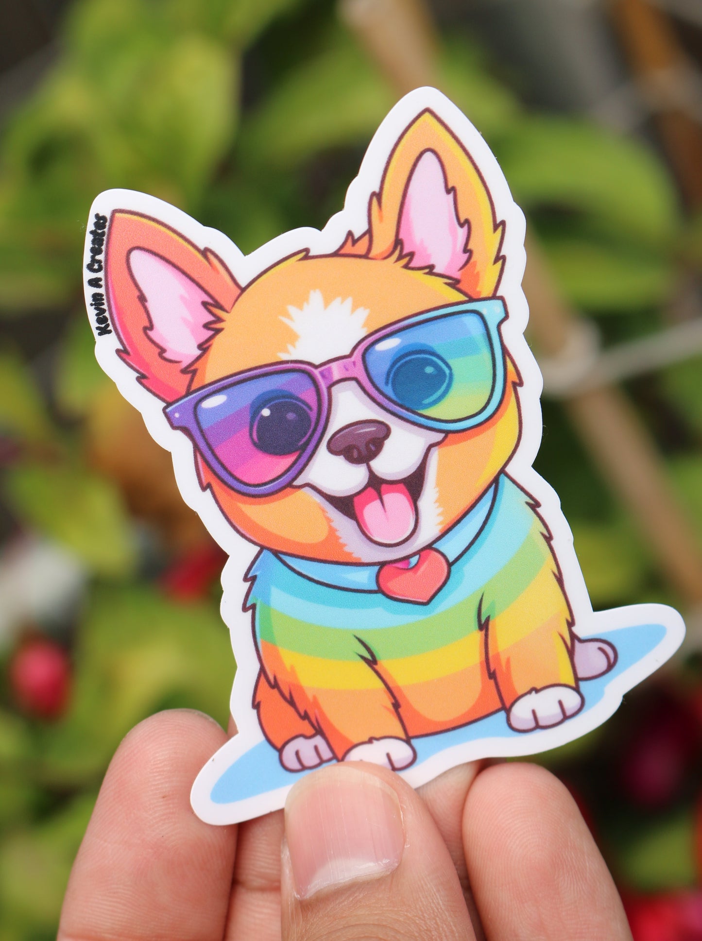 DC-095, Cute Kawaii Rainbow Corgi Doodle Pride Die Cut Stickers