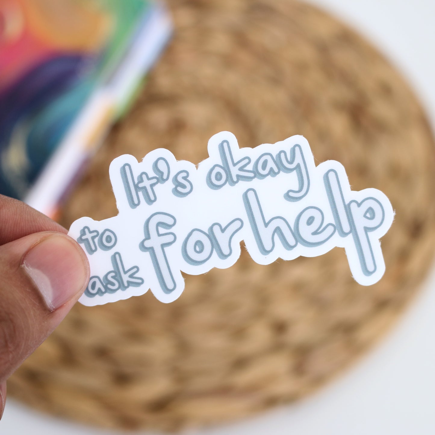 DC-104, IT'S OKAY TO ASK FOR HELP Doodle Mental Health Die Cut Stickers