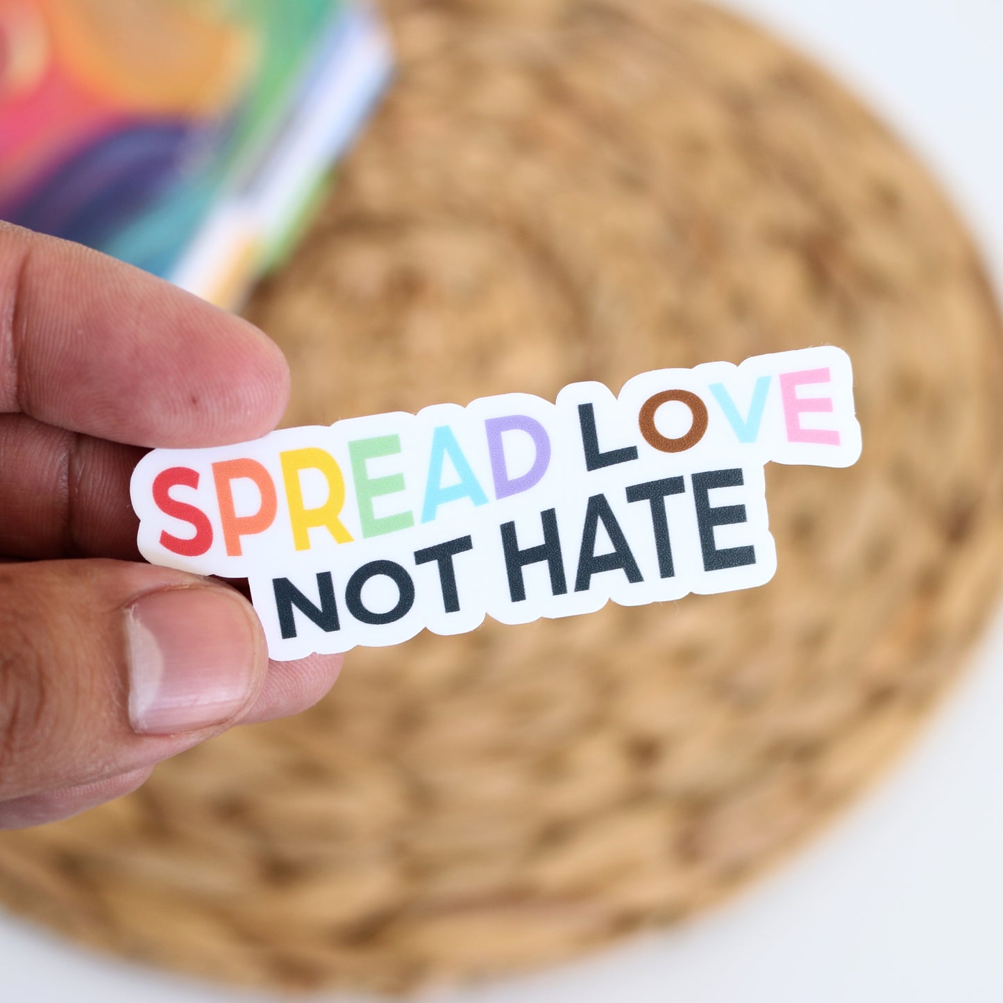 DC-120, SPREAD LOVE NOT HATE Die Cut Stickers