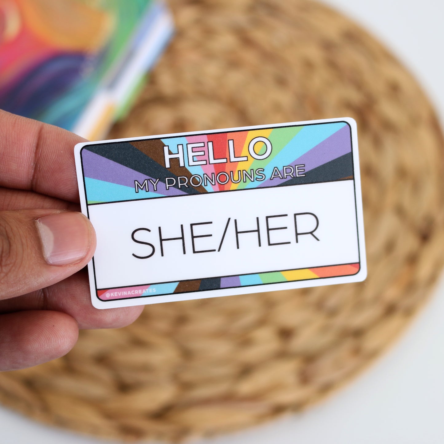 DC-135, SHE/HER NAME TAGE Die Cut Sticker