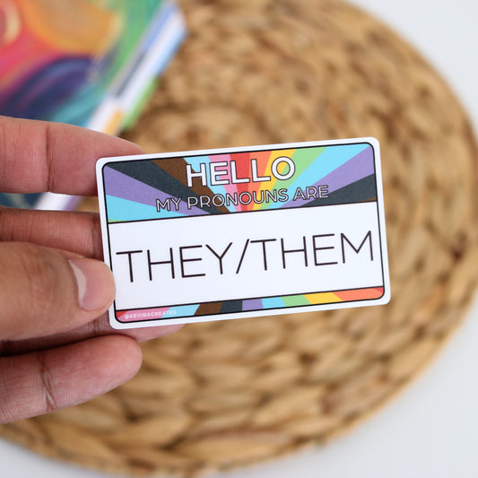 DC-136, THEY/THEM NAME TAGE Die Cut Sticker