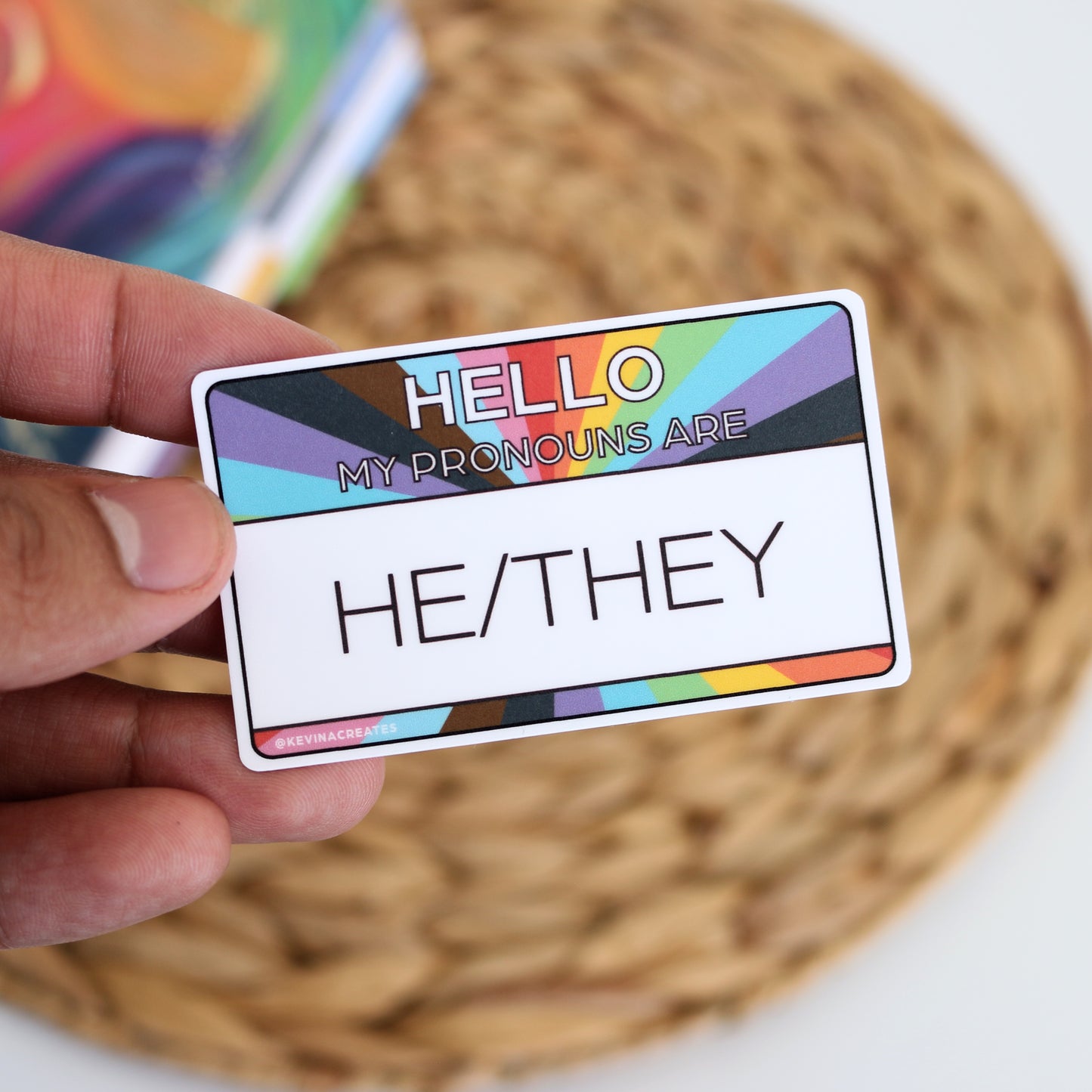 DC-137, HE/THEY NAME TAGE Die Cut Sticker