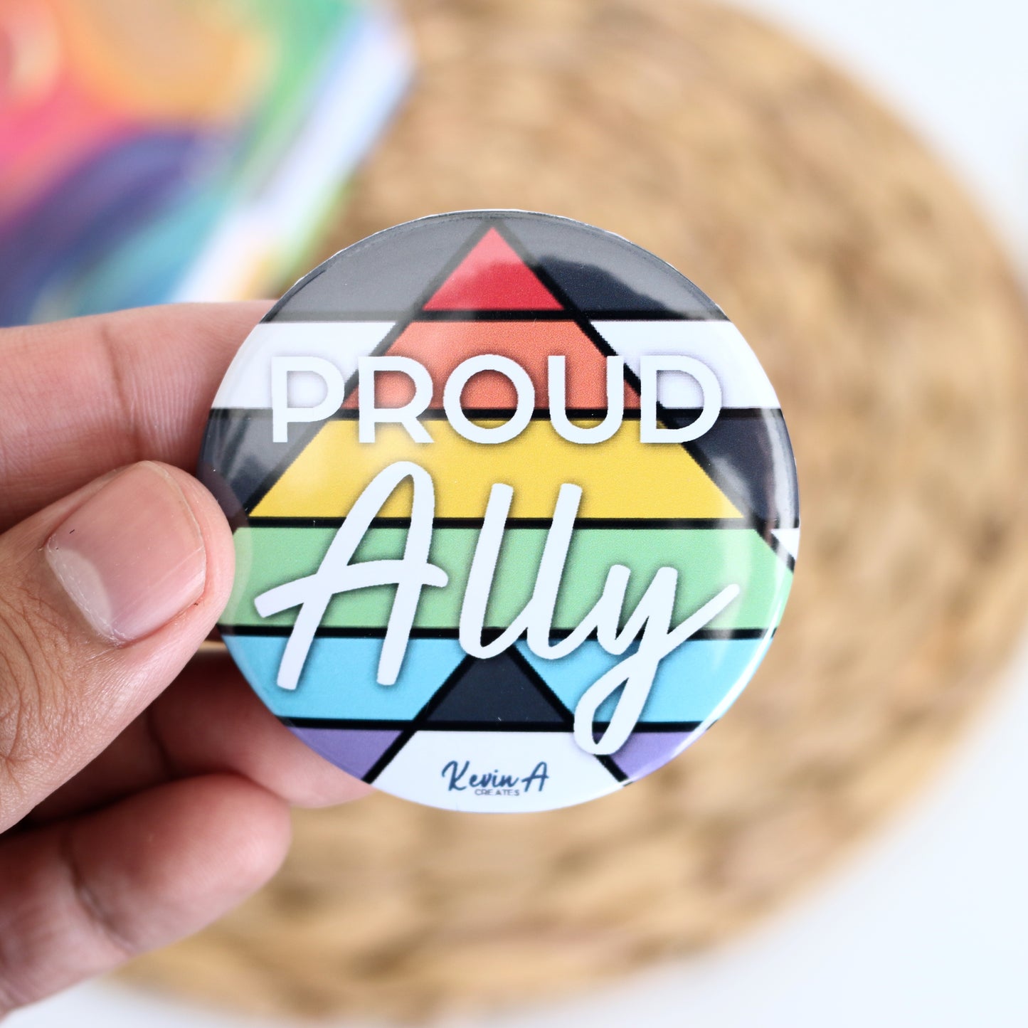 PROUD ALLY 2.25" Button Pin, Pinback Button, LGBTQIA+, ALLY-SHIP