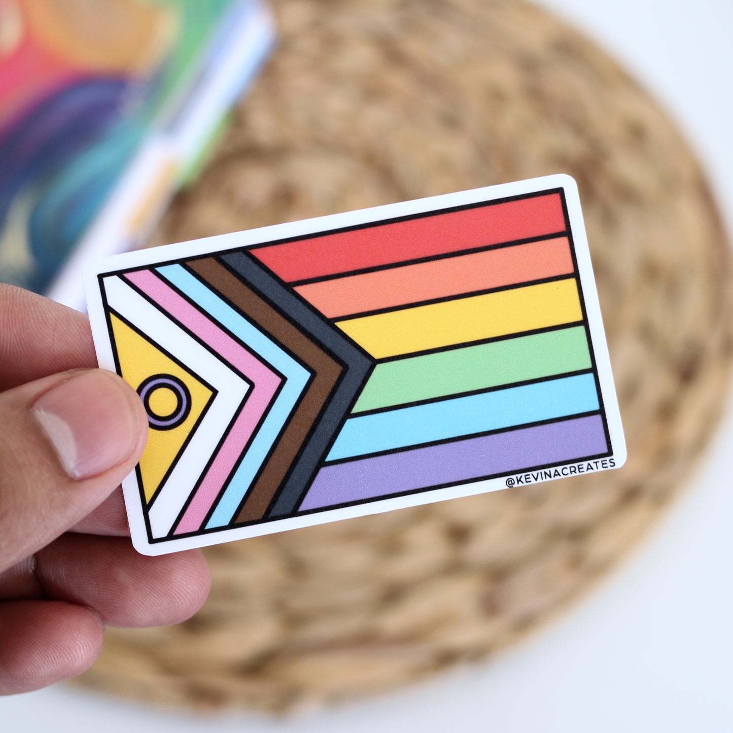 DC-101, PROGRESS PRIDE FLAG Doodle Pride Die Cut Stickers