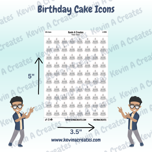 LI-006, Birthday Cake Doodle Icons, Minimal Icons