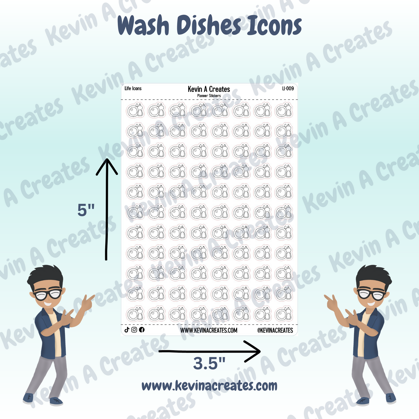 LI-009, Wash Dishes Doodle Icons, Minimal Icons