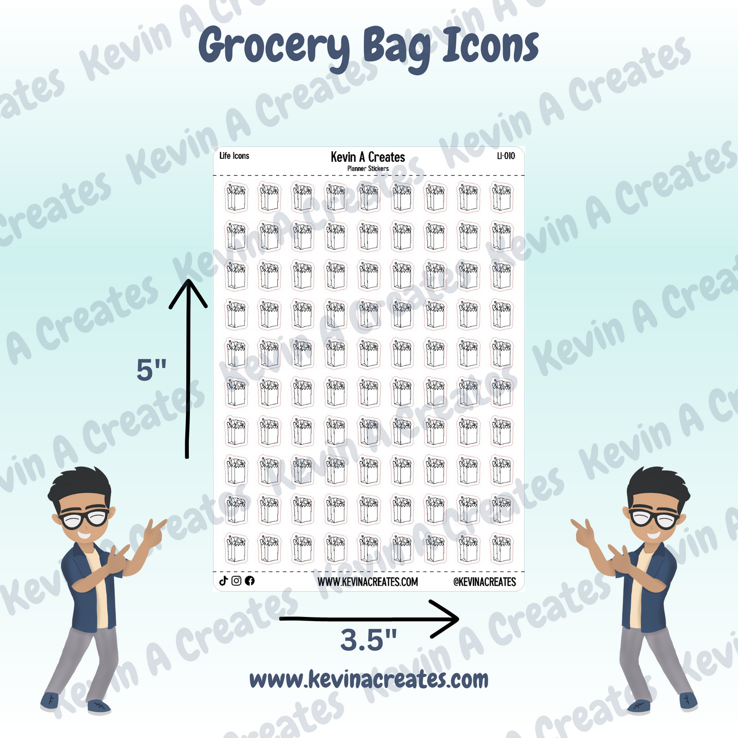 LI-010, Grocery Bags Doodle Icons, Minimal Icons