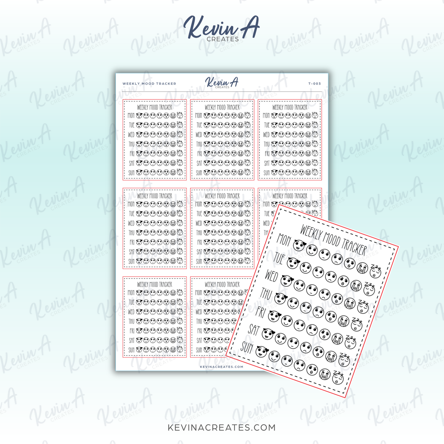 T-003 Weekly Mood Tracker Planner Stickers