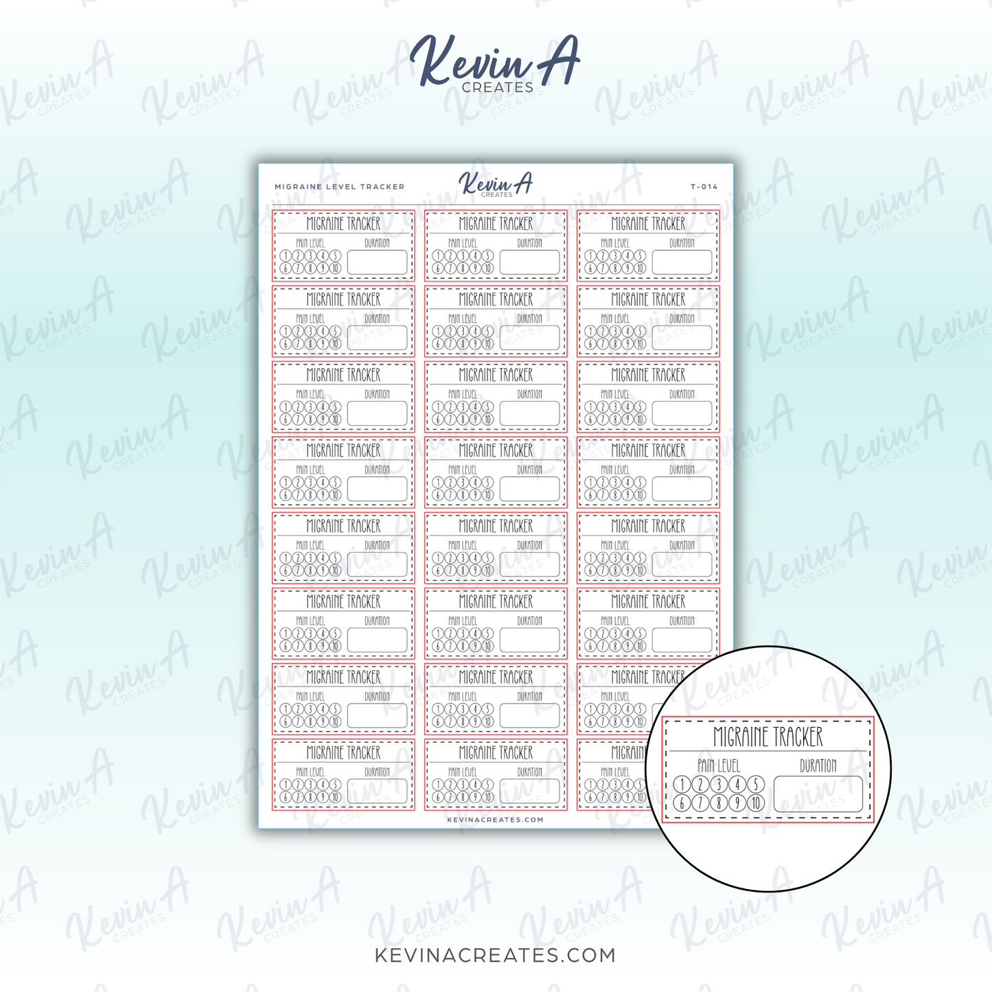 T-014 Migraine Level Tracker Planner Stickers