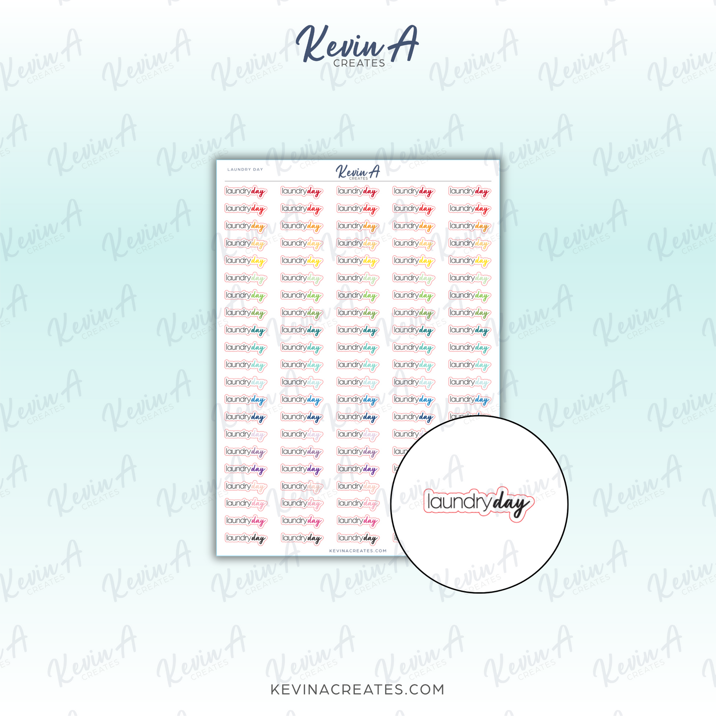 LAUNDRY DAY - Script/Font Planner Stickers