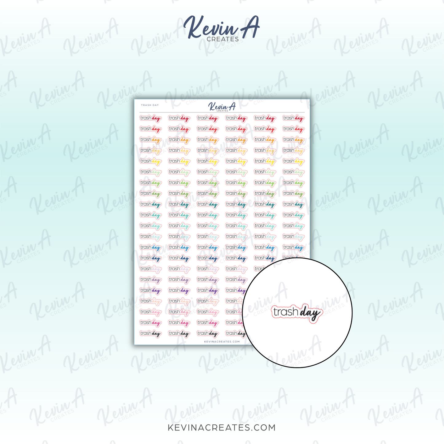 TRASH DAY - Script/Font Planner Stickers