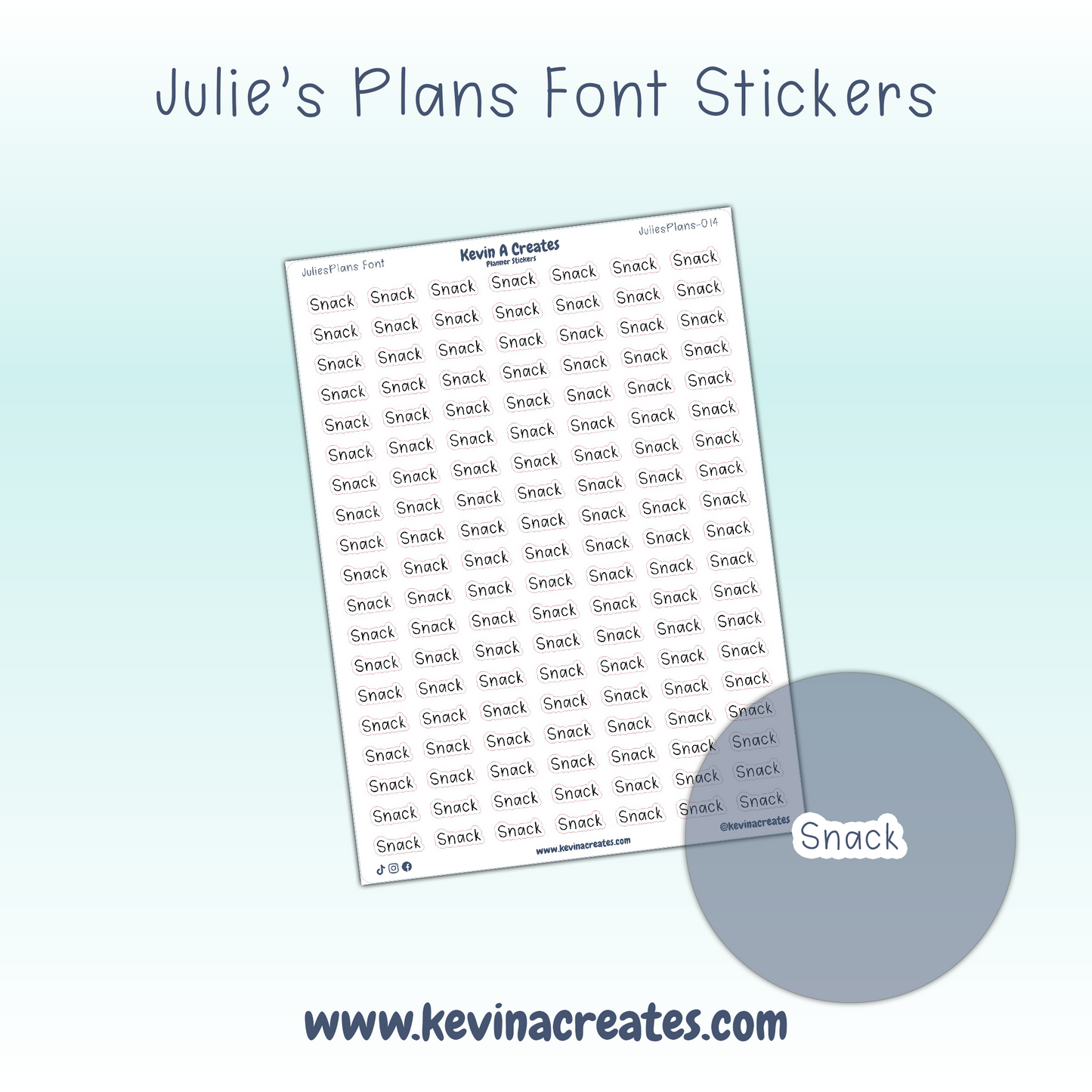 JuliesPlans-014, SNACK, JuliesPlans Font, Script Planner Stickers