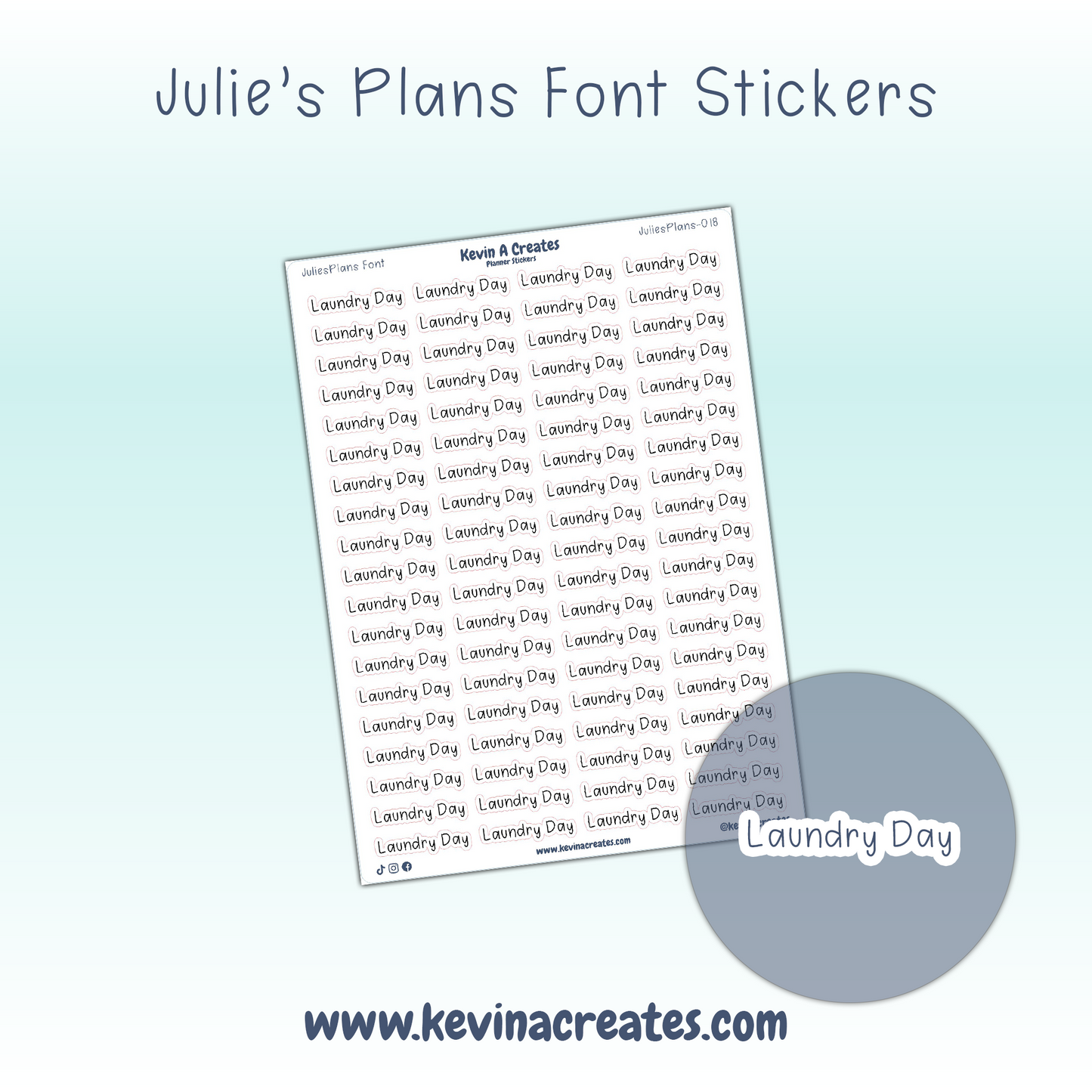 JuliesPlans-018, LAUNDRY DAY, JuliesPlans Font, Script Planner Stickers