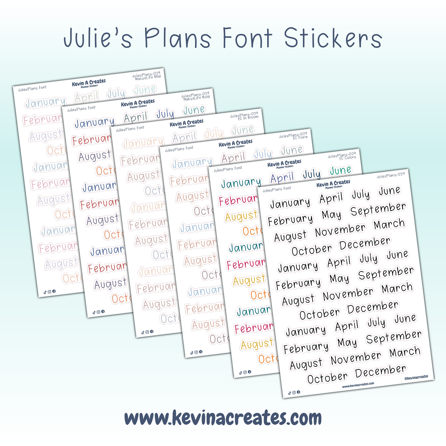 JuliesPlans-029 || Months of the Year Planner Stickers || JuliesPlans Font