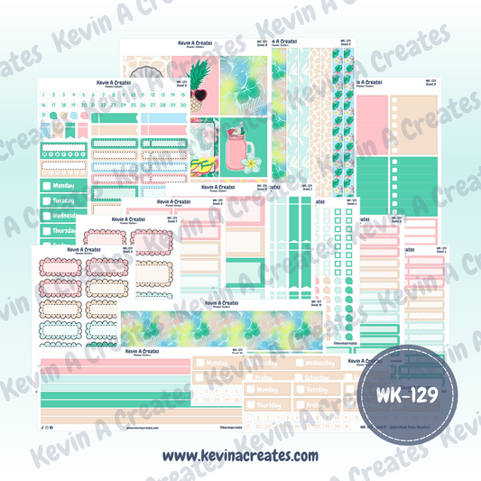 WK-129, Weekly Planner Stickers, Vertical Layout