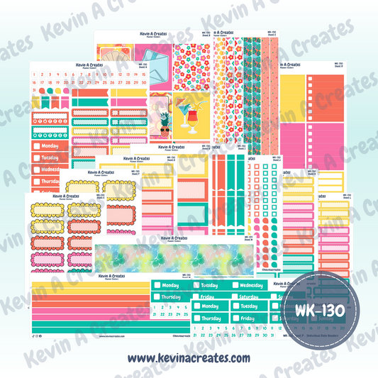 WK-130, Weekly Planner Stickers, Vertical Layout
