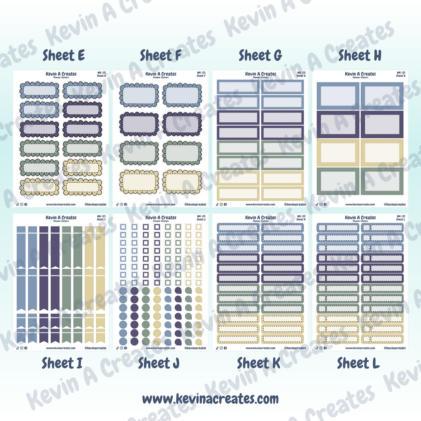 WK-121, Weekly Planner Stickers, Vertical Layout
