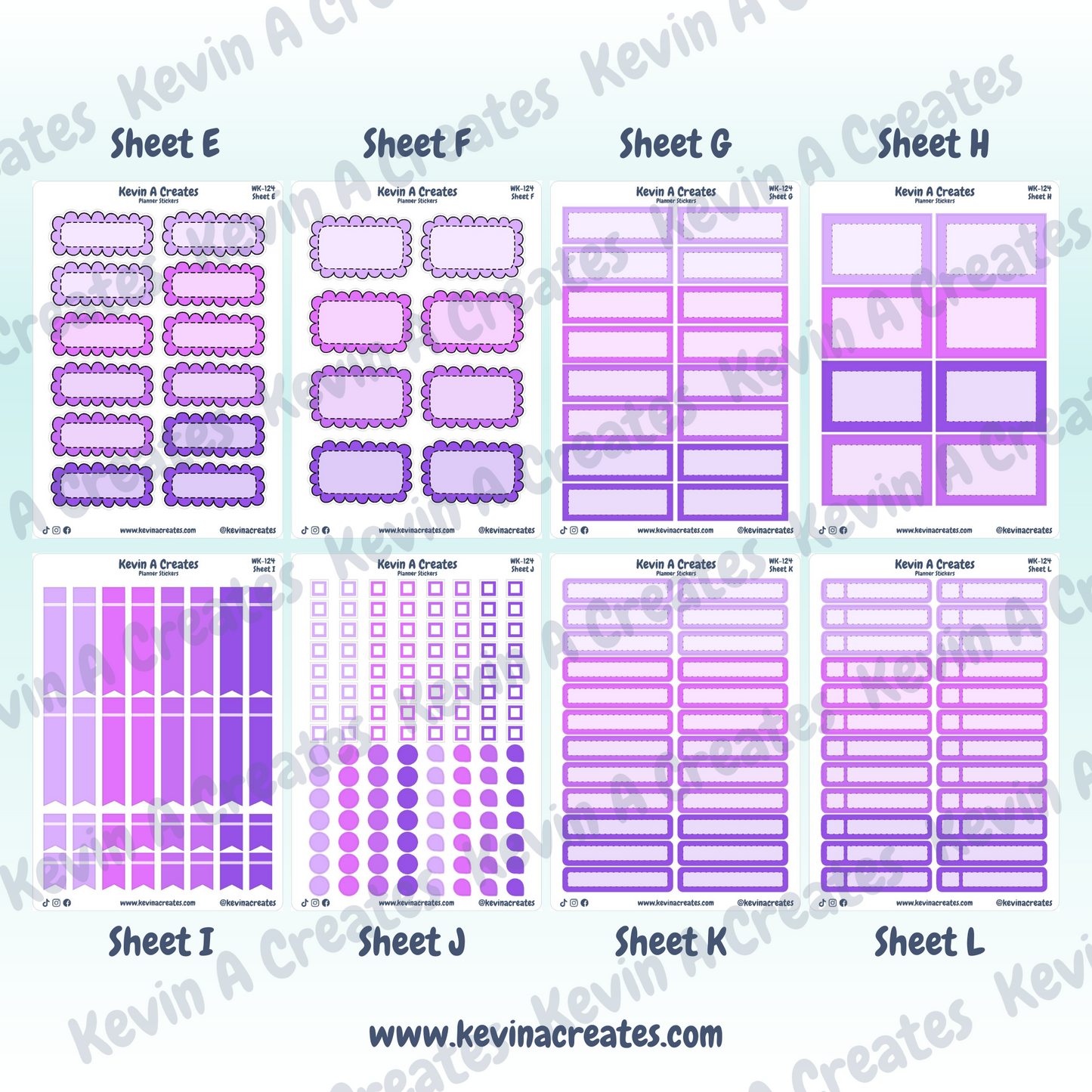 WK-124, Weekly Planner Stickers, Vertical Layout