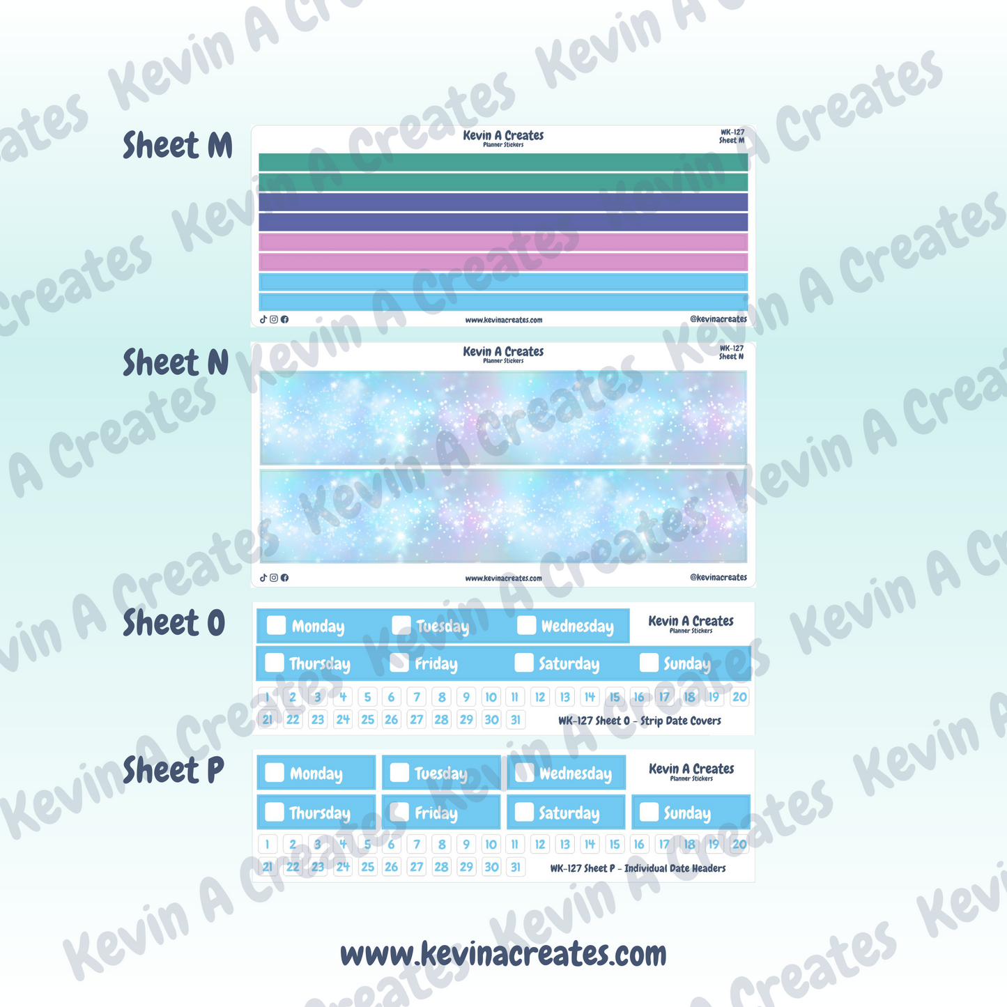 WK-127, Weekly Planner Stickers, Vertical Layout