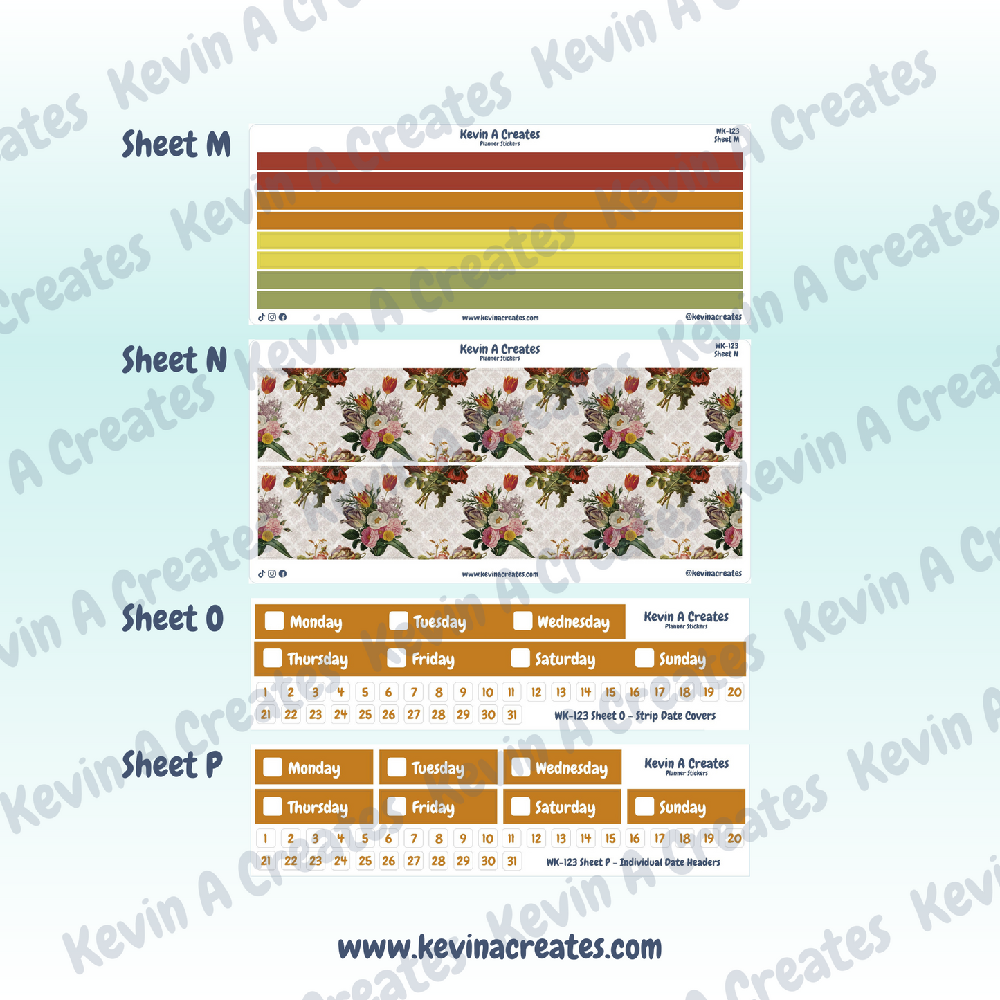 WK-123, Weekly Planner Stickers, Vertical Layout