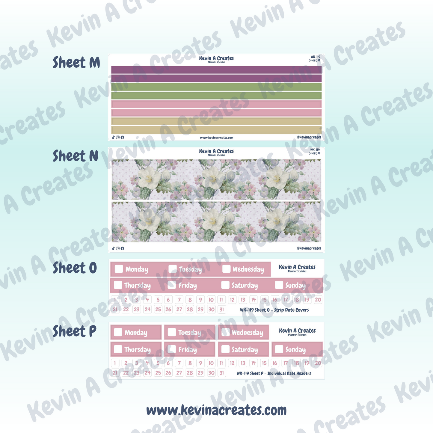 WK-119, Weekly Planner Stickers, Vertical Layout