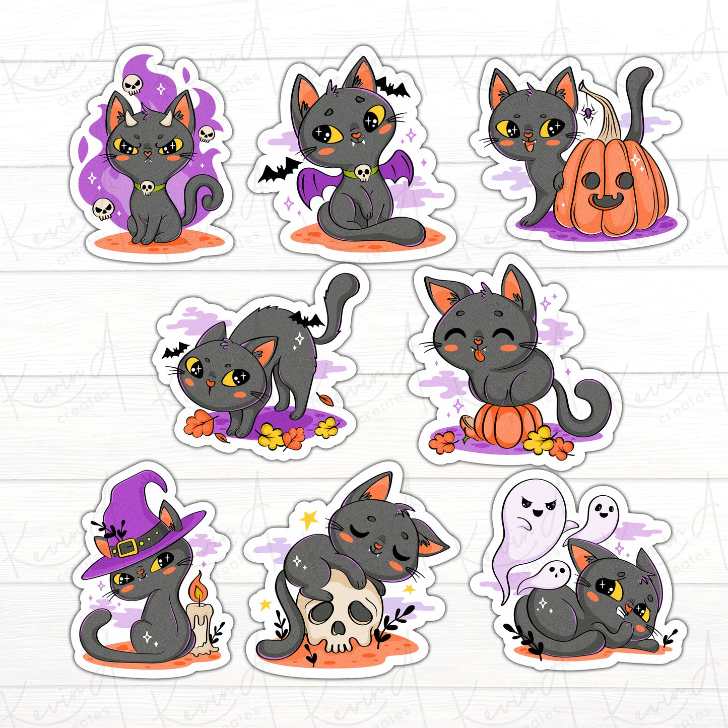 DC-061, "Spooky Kitty" Pack Die Cut Stickers