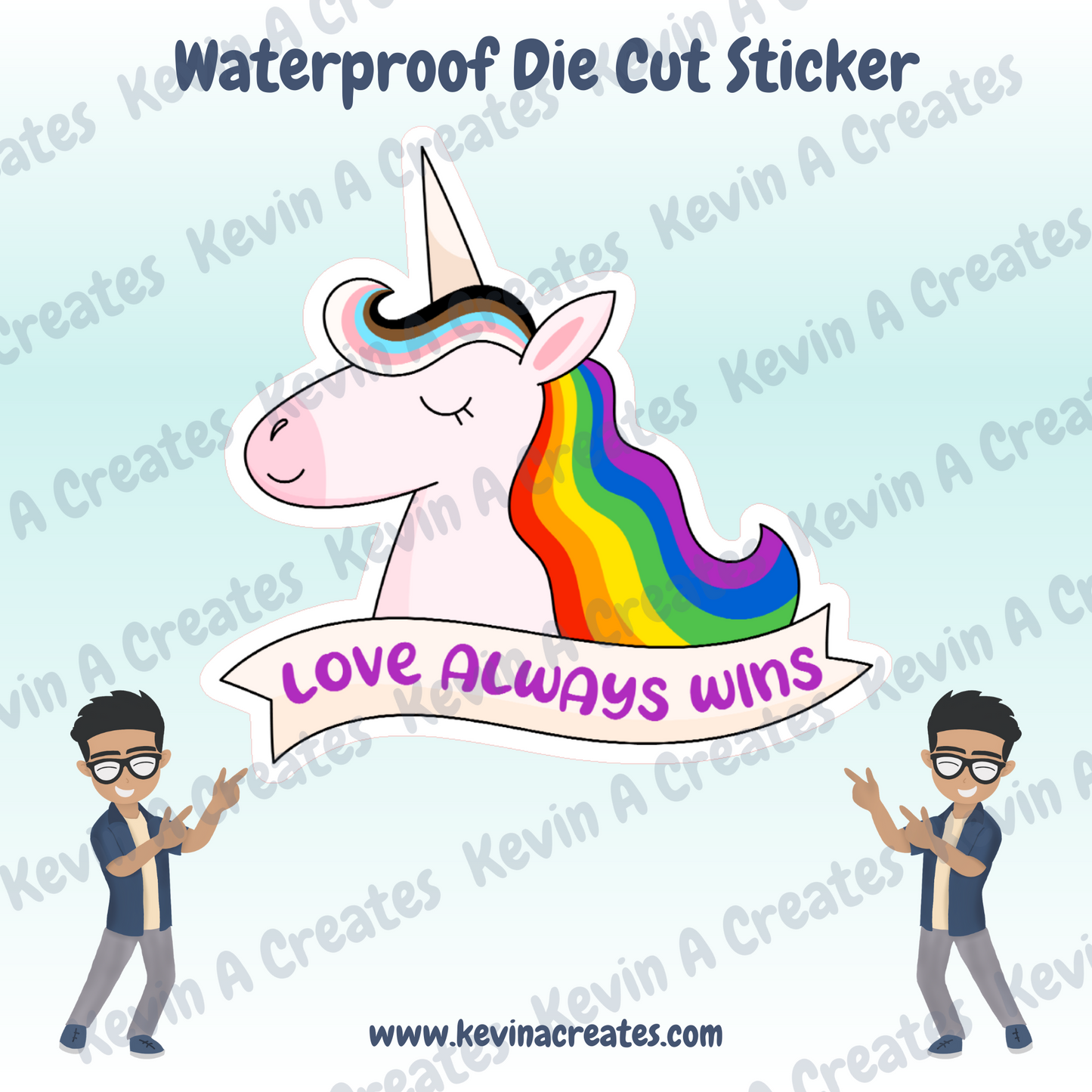 DC-084, Love Always Wins Unicorn Die Cut Stickers