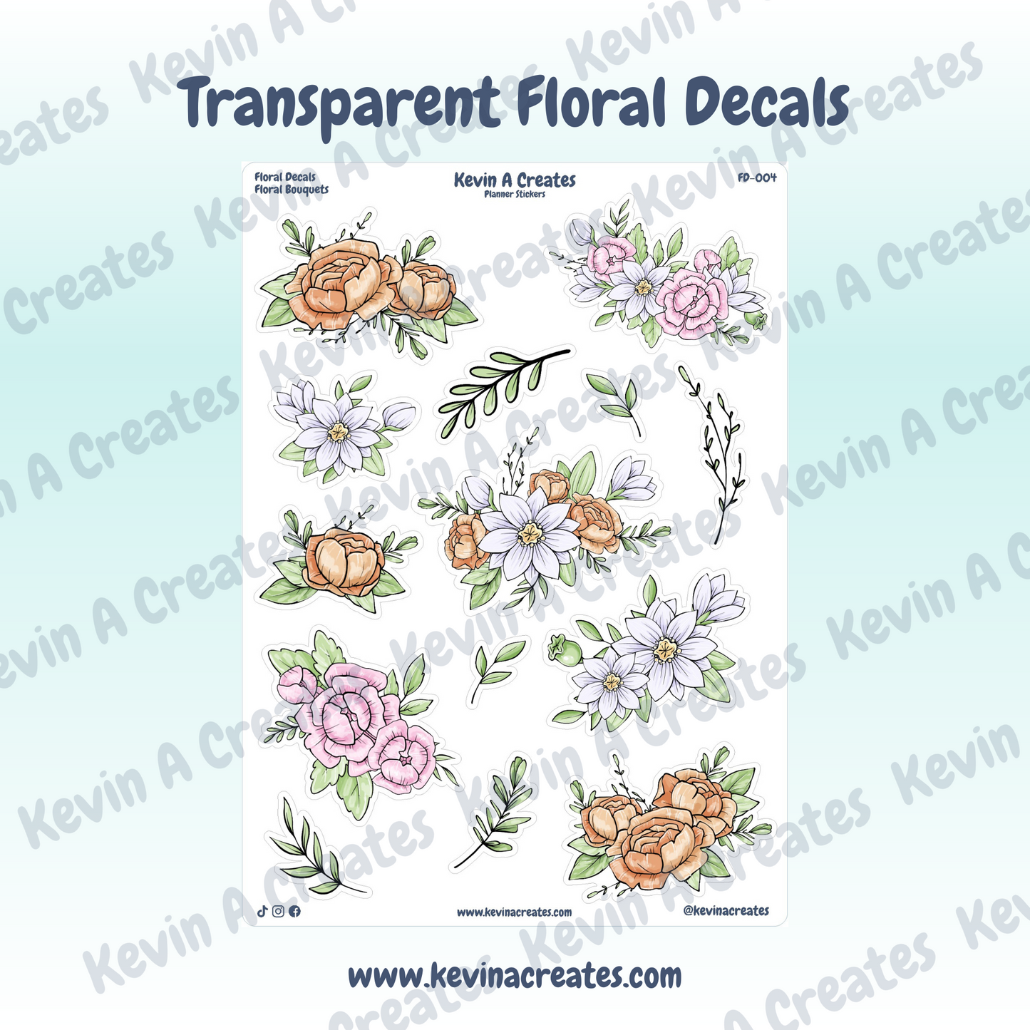 Transparent Floral Bouquet Sticker Sheet