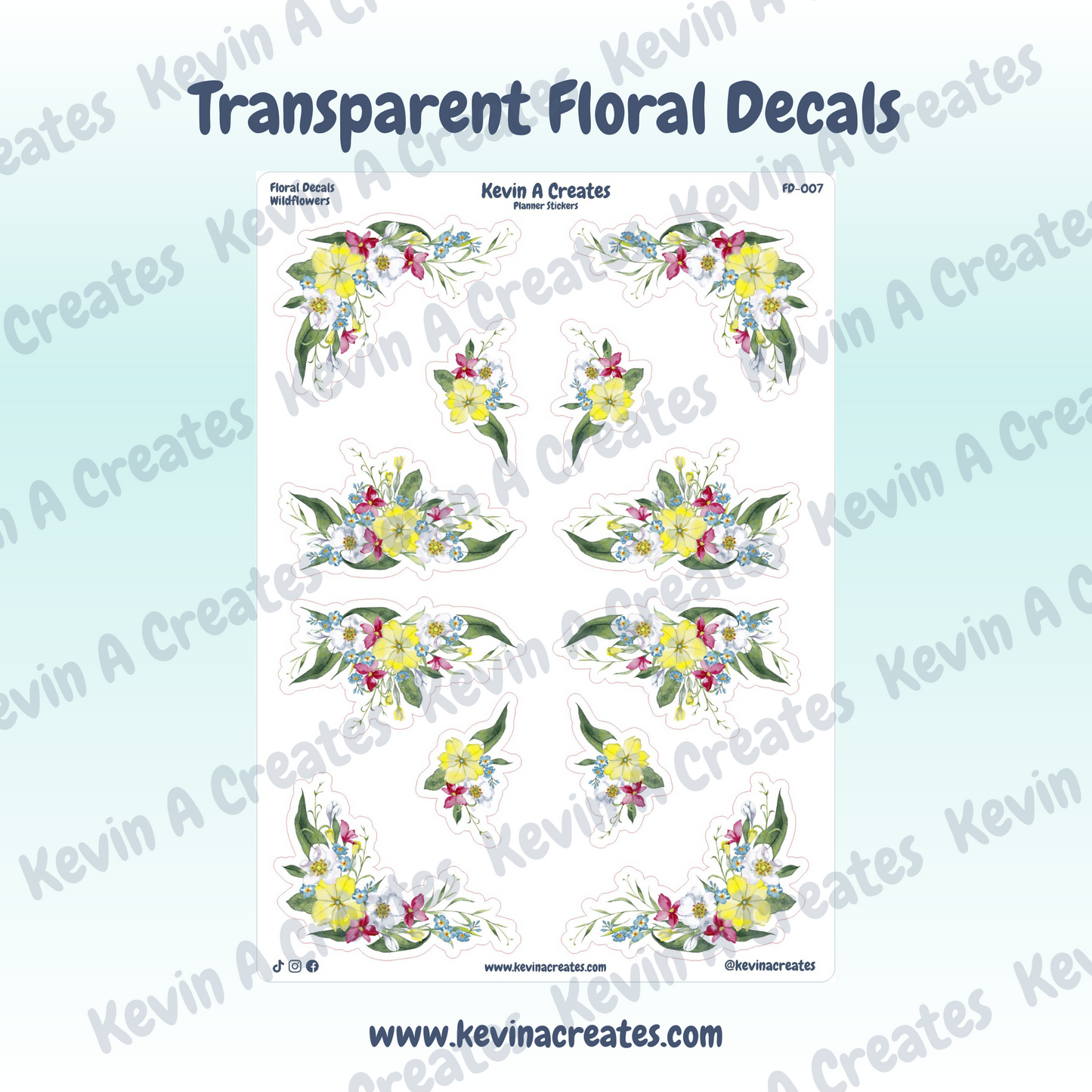 Transparent Wildflowers Floral Deco Sticker Sheet