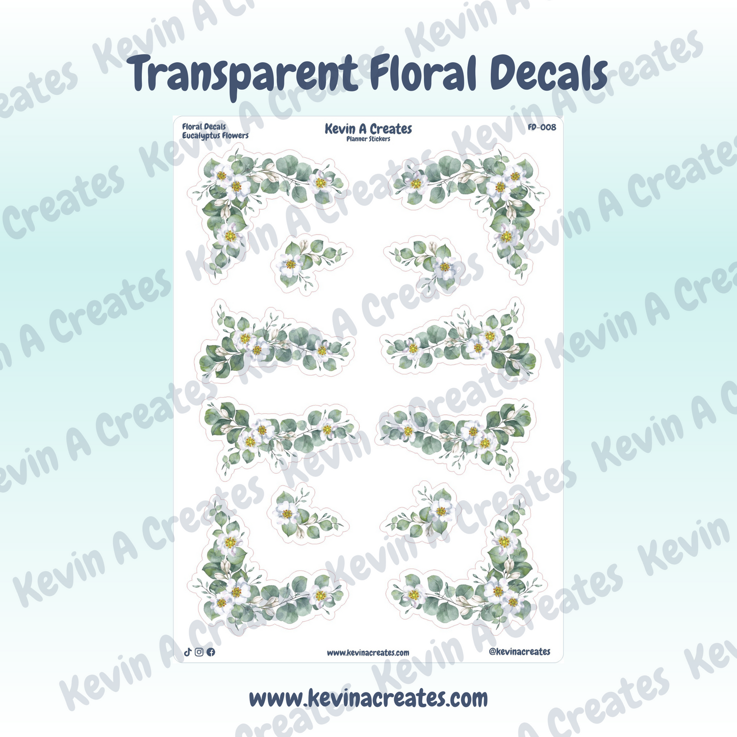 Transparent Eucalyptus Floral Deco Sticker Sheet