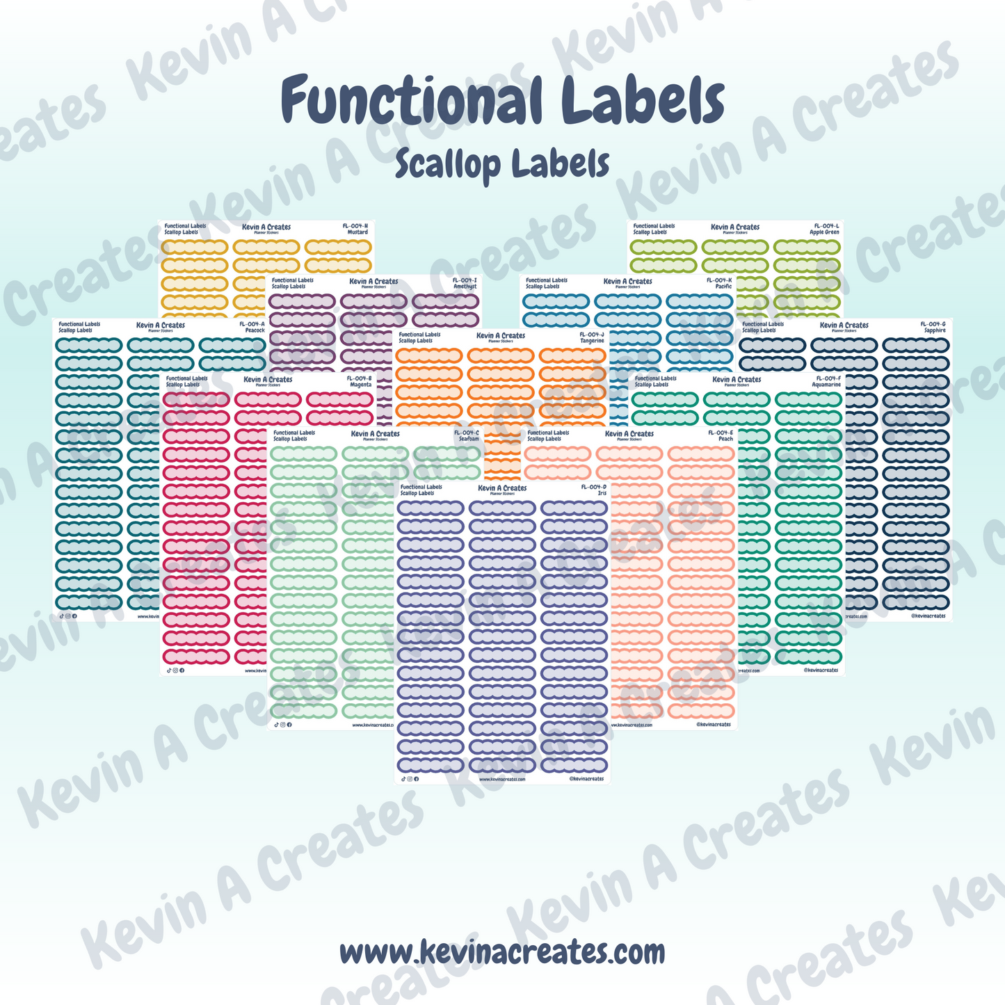 FL-004, Scallop Labels, Functional Planner Stickers