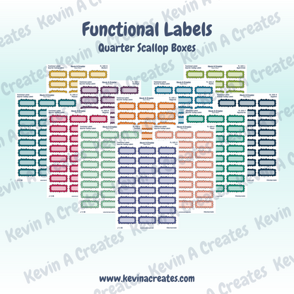 FL-005, Quarter Scallop Boxes, Labels, Functional Planner Stickers
