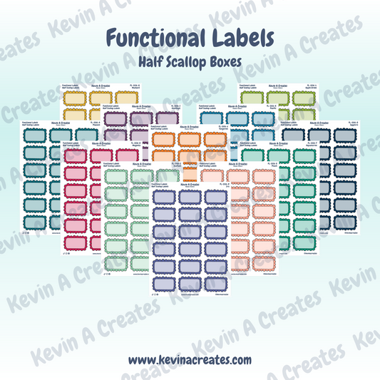 FL-007, Full Scallop Boxes, Labels, Functional Planner Stickers