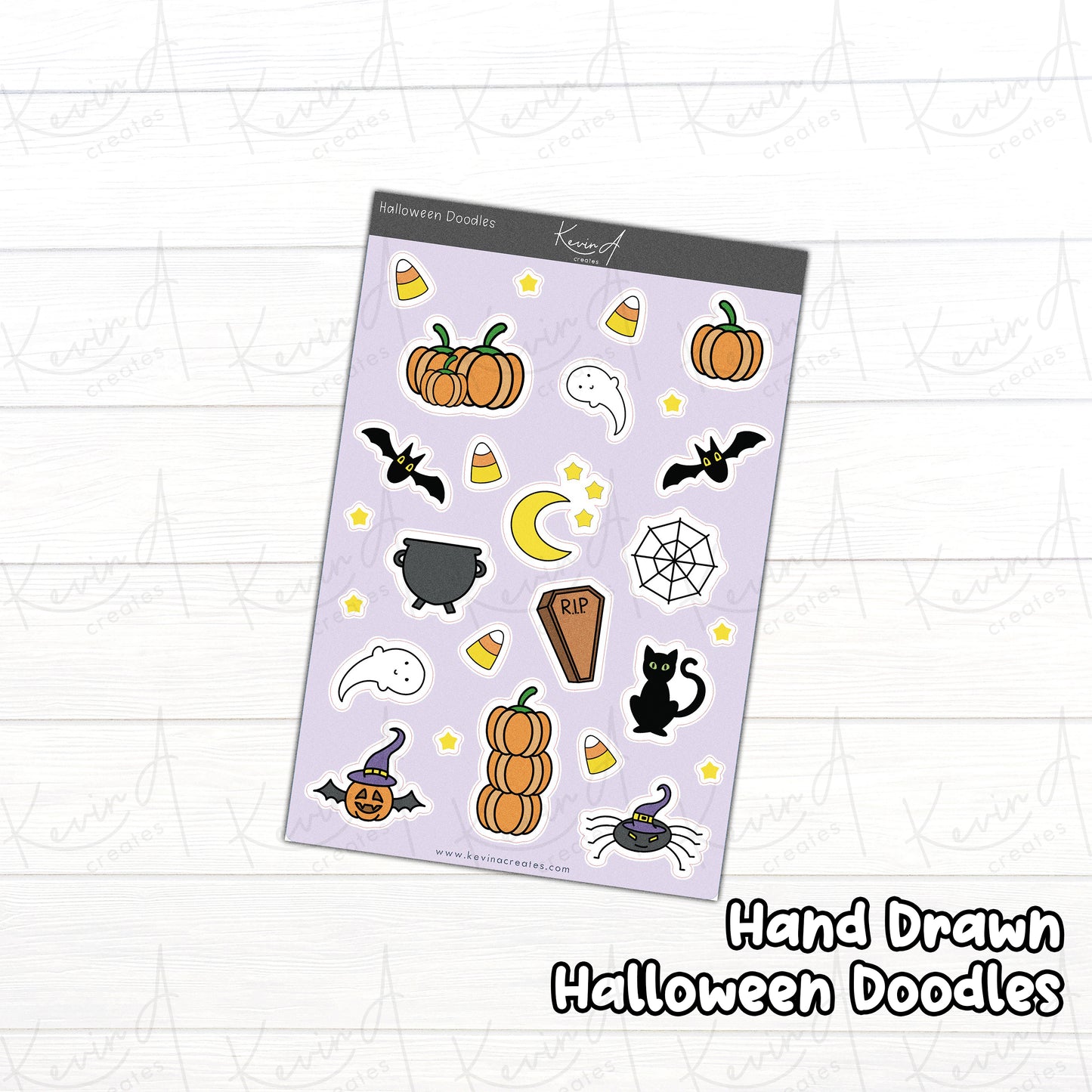 HS-002, Cute Halloween Doodles Planner Stickers