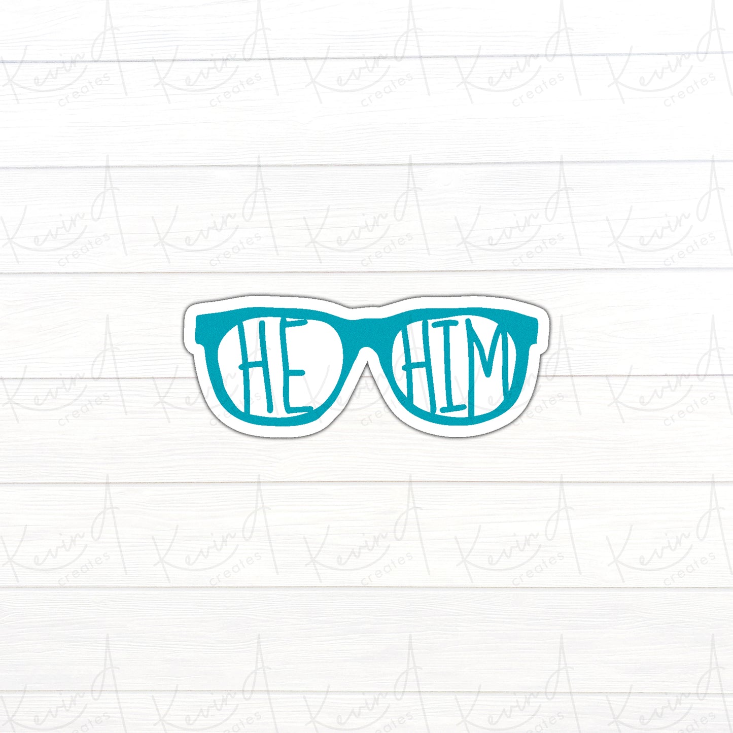 DC-026, "He/Him Sunglasses" Pronouns Pride Die Cut Stickers