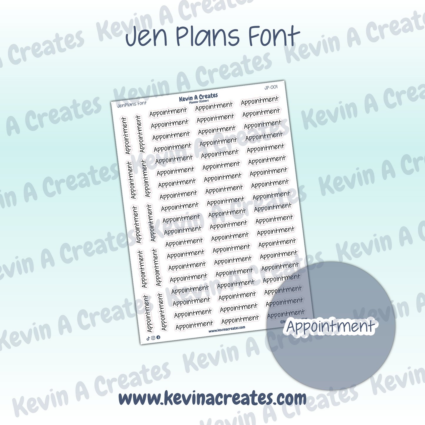 JP-001 || Appointment Planner Stickers || JenPlans Font