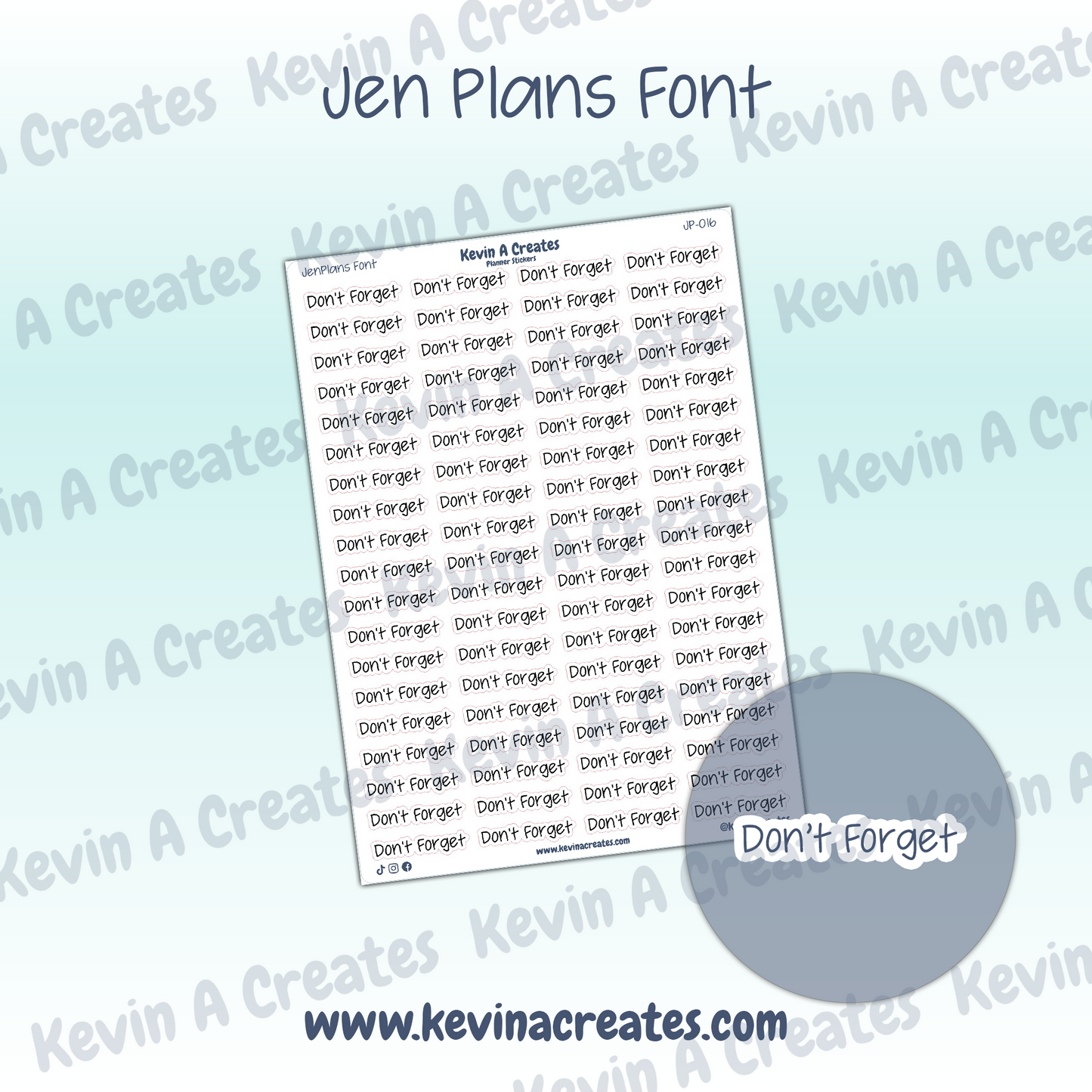 JP-016 || Don't Forget Planner Stickers || JenPlans Font