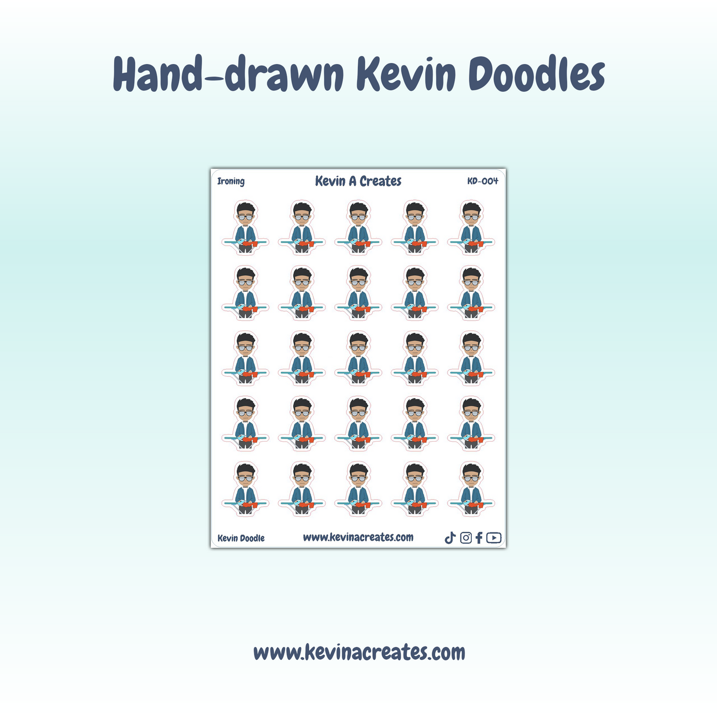 KD-004, Ironing Doodle, Hand Drawn Planner Stickers