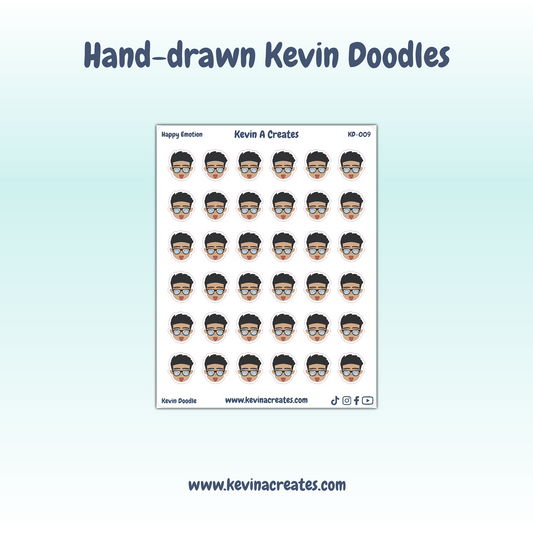 KD-009, Happy Emotion Kevin Doodle, Hand Drawn Planner Stickers