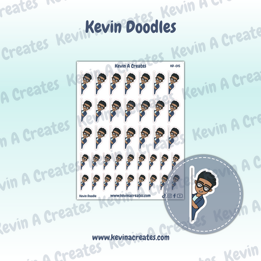 KD-015, "Peek a Boo" Kevin Doodle, Hand Drawn Planner Stickers