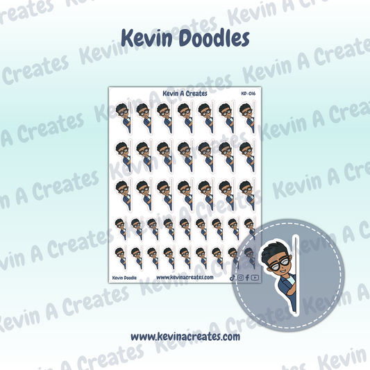 KD-016, "Peek a Boo" Kevin Doodle, Hand Drawn Planner Stickers