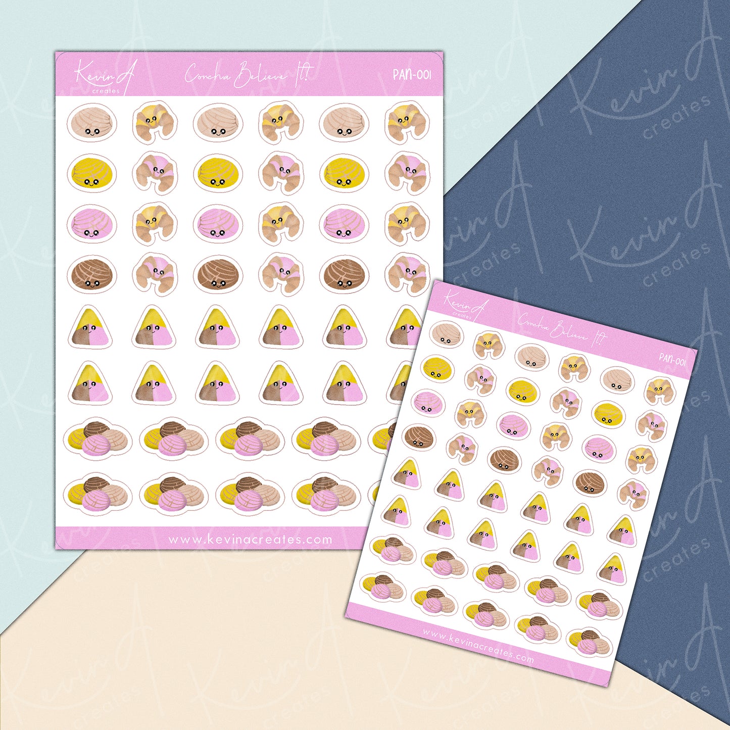 PAN-001, Cute Pan Dulce Kawaii Doodles Planner Stickers