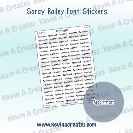 SP-001 || Appointment Script Planner Stickers || SarayPlans Font