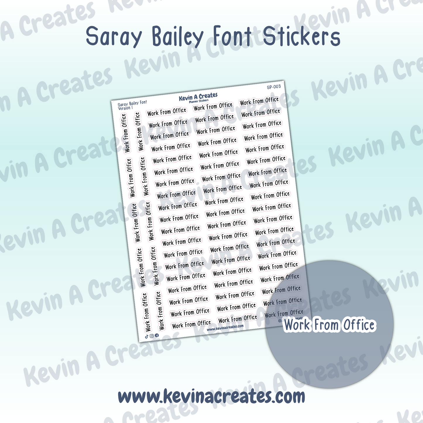 SP-003 || Work From Office Planner Stickers || SarayPlans Font