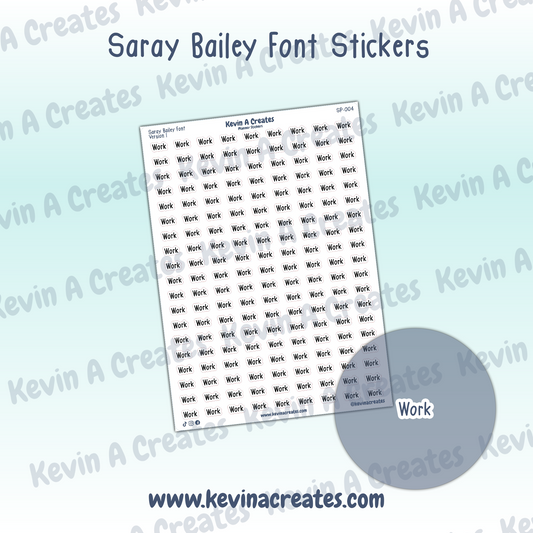 SP-004 || Work Planner Stickers || SarayPlans Font